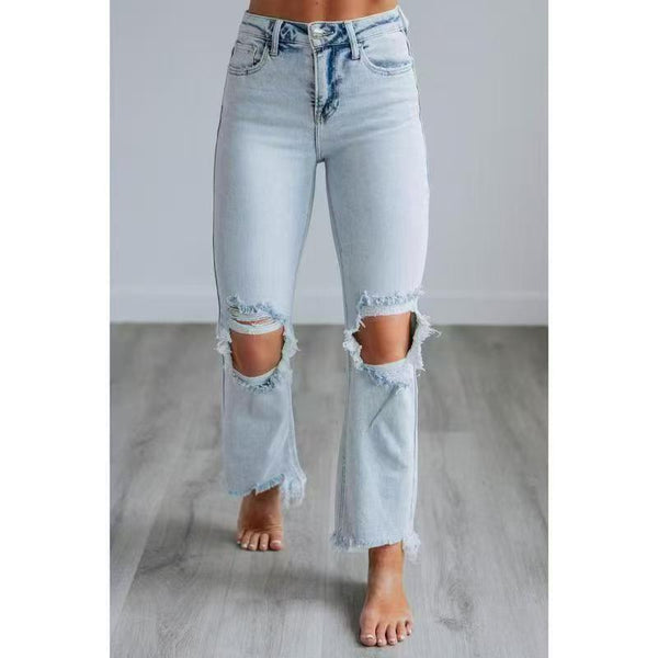 ג׳ינס סקיני קרוע במראה שטוף – מראה קז׳ואלי עם טאץ׳ אופנתי - Elora